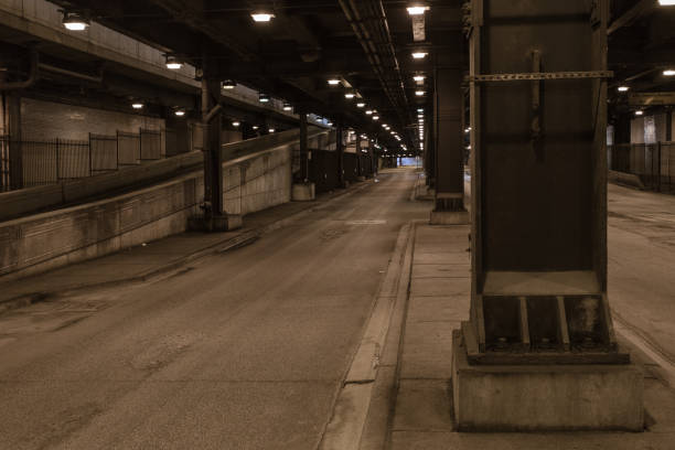 istock Ominous lighting for underground street 984439642