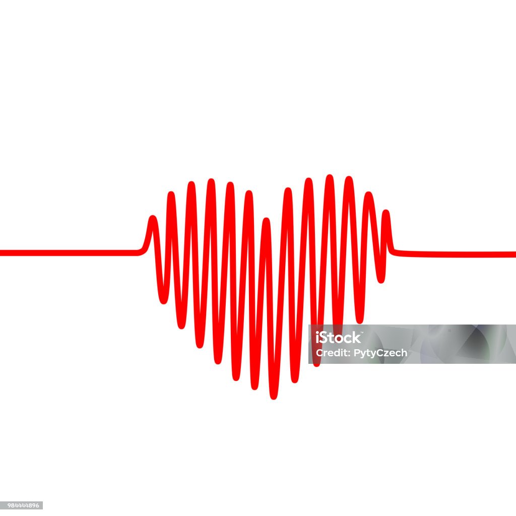 Red heartbeat line in a shape of heart on white background. Vector graph of ECG, or EKG Red heartbeat line in a shape of heart on white background. Vector graph of ECG, or EKG. Electrocardiography stock vector