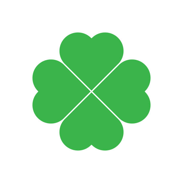 Shamrock - green four leaf clover icon. Good luck theme design element. Simple geometrical shape vector illustration Shamrock - green four leaf clover icon. Good luck theme design element. Simple geometrical shape vector illustration. four leafed clover stock illustrations