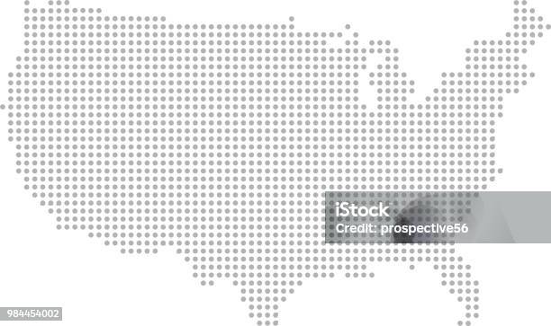 Usa Map Dots Vector Outline Faded Gray Background Stock Illustration - Download Image Now - USA, Map, Spotted