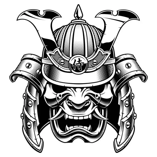 Vector illustration of Samurai warrior mask