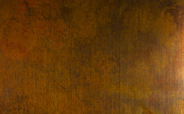 istock Aged copper plate texture, old worn metal background. 984489756