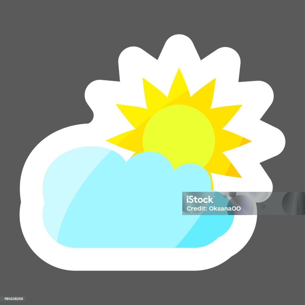 Vector Image Of The Sun Behind A Cloud Overcast Sunny Weather ...