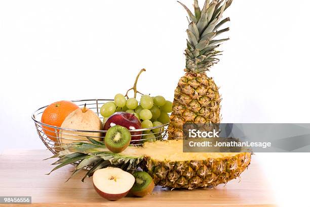 Fruit Basket Pineapple Grape Orange Pear Kiwi Panier Stock Photo - Download Image Now