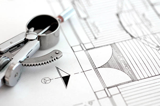plan architectural - drawing compass architect blueprint planning photos et images de collection