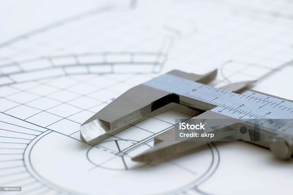Architectural Drawing & Caliper  Caliper Stock Photo