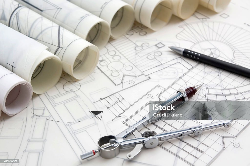 Blueprints & herramientas de dibujo - Foto de stock de Arquitectura libre de derechos