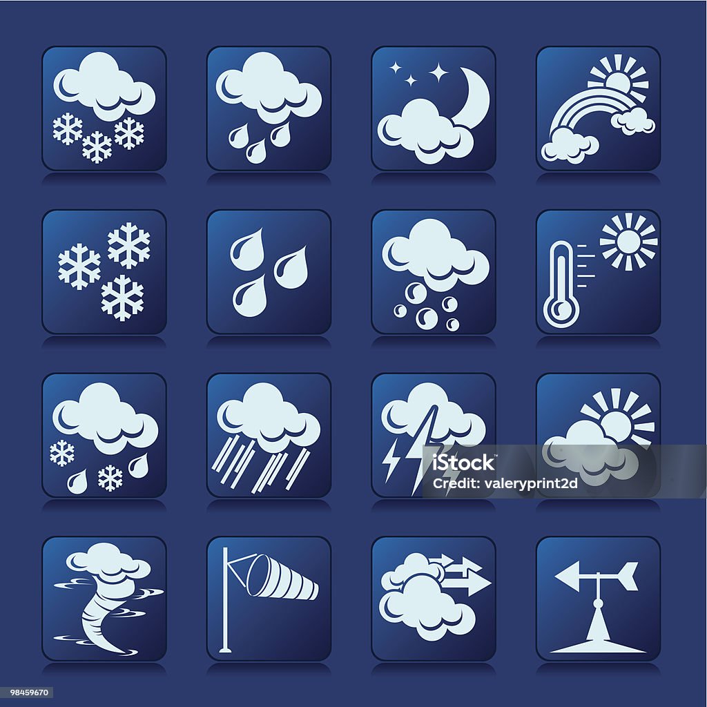 Icônes météo - clipart vectoriel de Bleu libre de droits