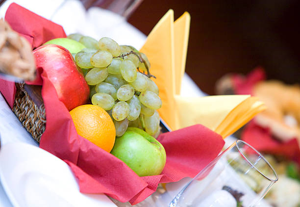 istock Fruit basket on the table in a restaurant 98460300