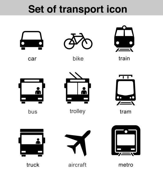 установите транспортные значки на белом фоне. - mode of transportation stock illustrations