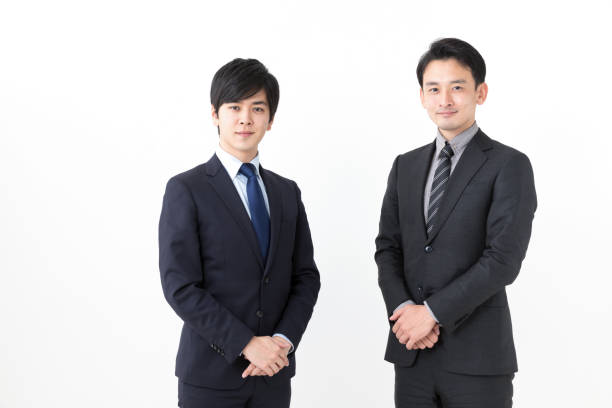 白い背景のアジアのビジネスマンの肖像画 - ビジネスマン 日本人 ストックフォトと画像