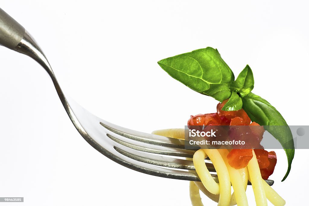 Espaguete com molho pesto de tomate - Foto de stock de Comida royalty-free