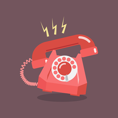 Retro Dial Telephone are Ringing. Vector illustration