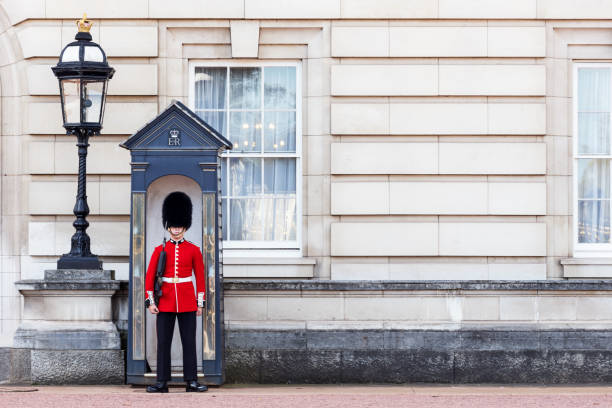 the queens guard - honor guard buckingham palace protection london england imagens e fotografias de stock