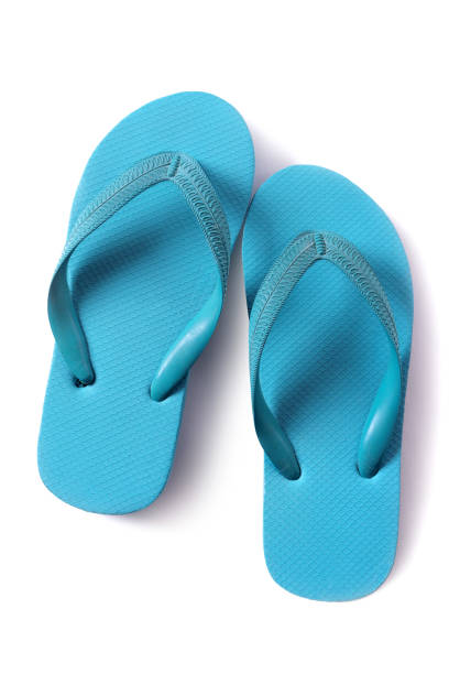 istock Flipflop sandals light blue isolated on white background 984641306