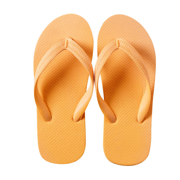 istock Flip flop beach shoes yellow isolated on white background 984641792