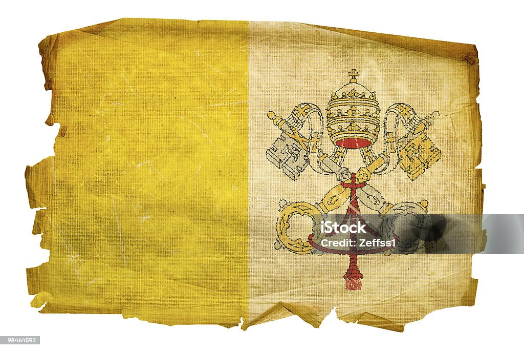 Bandeira do Vaticano velha, isolada no fundo branco. - Ilustração de Bandeira da Cidade do Vaticano royalty-free