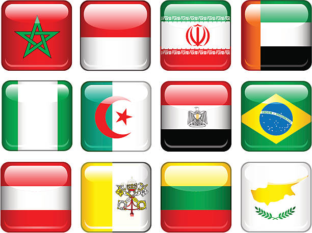 stockillustraties, clipart, cartoons en iconen met set of flags - morocco brazil