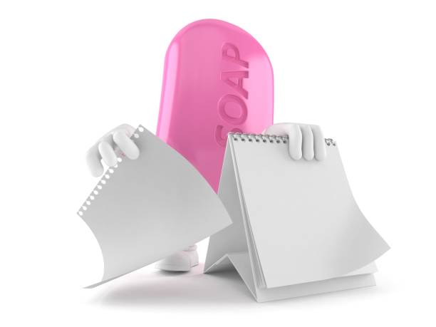 istock Soap character with blank calendar 984654110