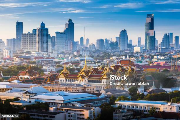 Sunrise With Grand Palace Of Bangkok Thailand Stock Photo - Download Image Now - Thailand, Bangkok, City