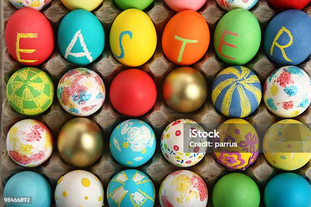 Easter Eggs Collection Stock Photo - Download Image Now - Alphabet, Blue, Cardboard