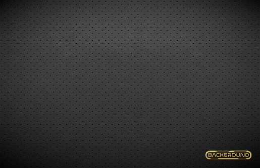 Vector dark gray perforated leather texture wallpaper. Realistic charcoal perforated background. Black dotted pattern. Car seat material design