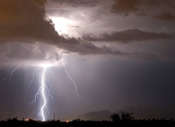 Lightning in the Arizona desert stock photo