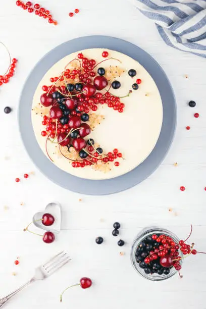 Photo of Homemade cheese cake with berries.