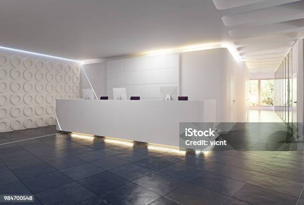 Modern Reception Desk Design Stock Photo - Download Image Now - Medical Clinic, Hotel Reception, Reception Desk