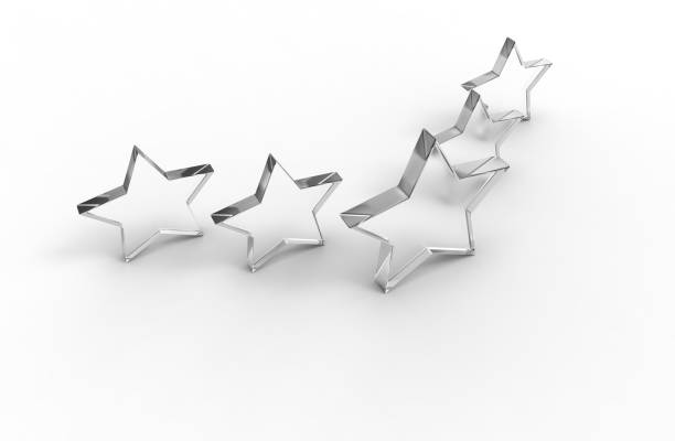 istock Five glass stars isolated on white background. 3D rendering. 984719408