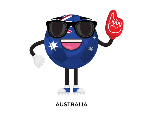 Vector illustration of Cool International Australia Flag Soccer Ball Supporter Mascot Tournament Illustration