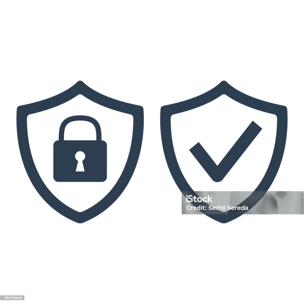 Shield with security and check mark icon on white background. Shield with security and check mark icon on white background. Vector Illustration Icon Symbol stock vector