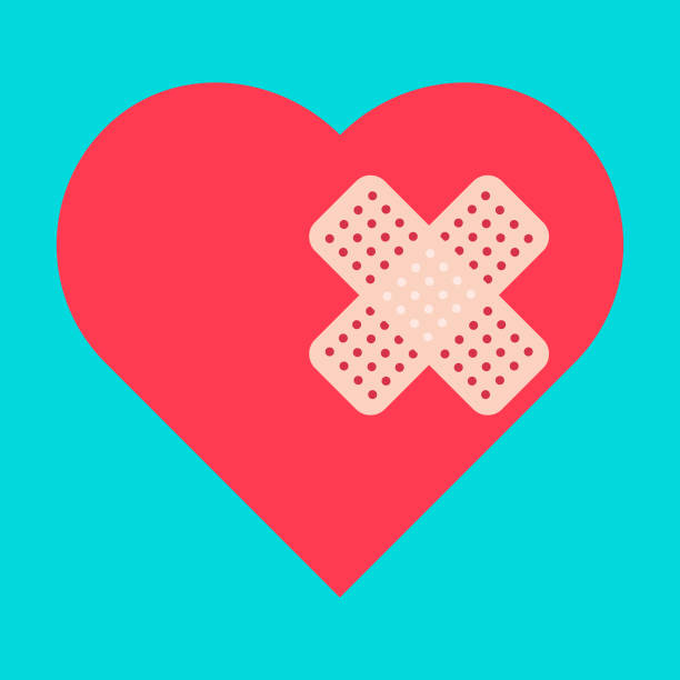 cardiac heart icon cardiac heart icon adhesive bandage stock illustrations