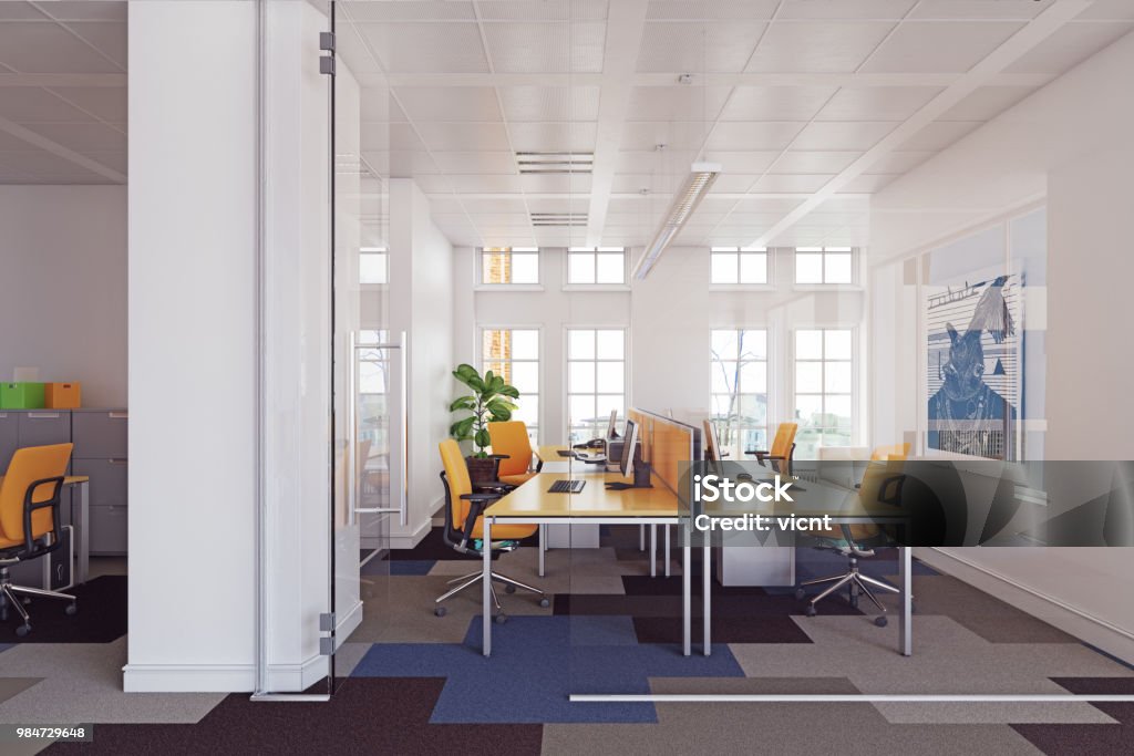 intérieur de bureau moderne. - Photo de Bureau - Lieu de travail libre de droits