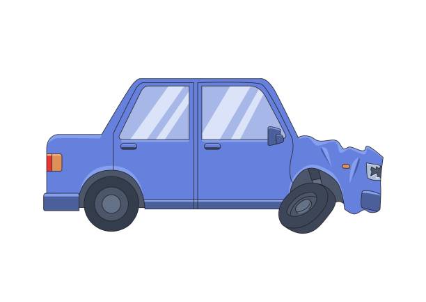 インデントのフロント フード付きセダン車を壊した。安全運転、飲まない。フラットのベクター イラストです。白い背景に分離 - sedan car isolated white点のイラスト素材／クリップアート素材／マンガ素材／アイコン素材