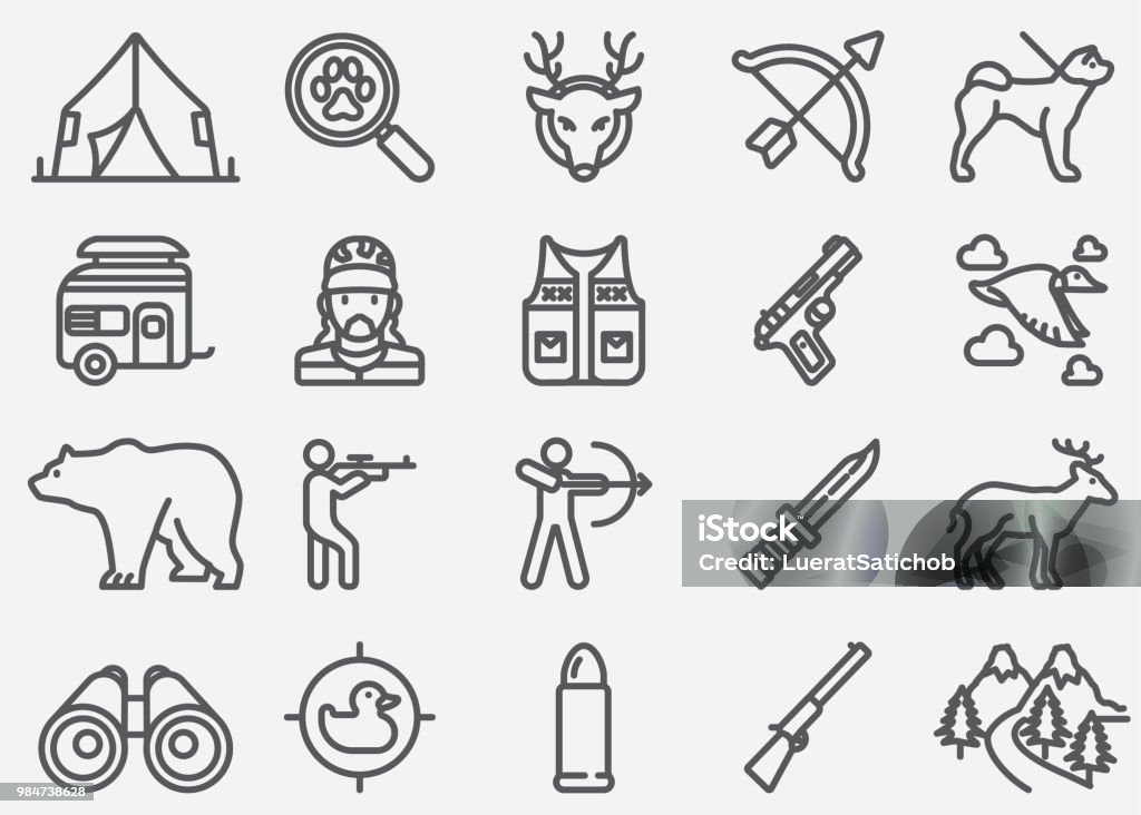 Hunting Line Icons Icon Symbol stock vector