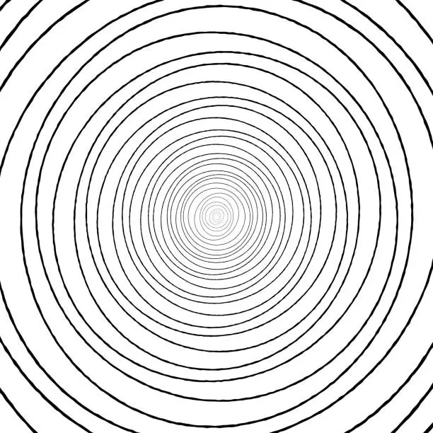 Vector illustration of Black and white concentric circle pattern drawing.