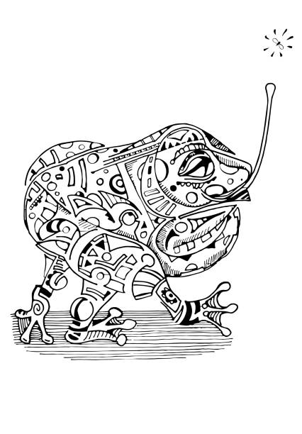 ilustrações, clipart, desenhos animados e ícones de sapo - frog catching fly water