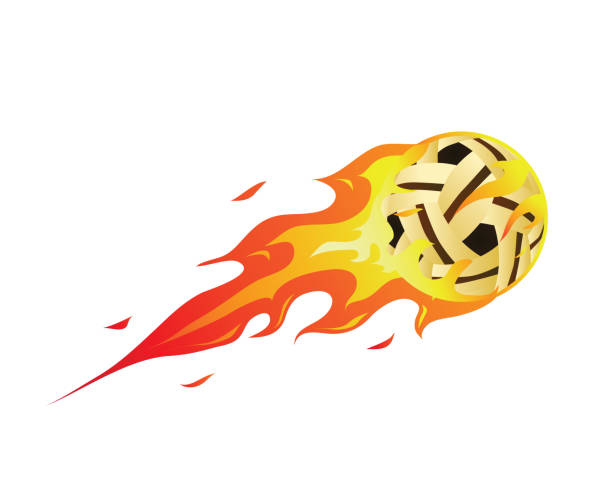 ilustrações de stock, clip art, desenhos animados e ícones de modern flaming sepak takraw meteor ball illustration - sepaktakraw