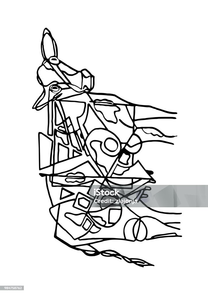 Cow Abstract illustration of cow for coloring page Abstract stock vector