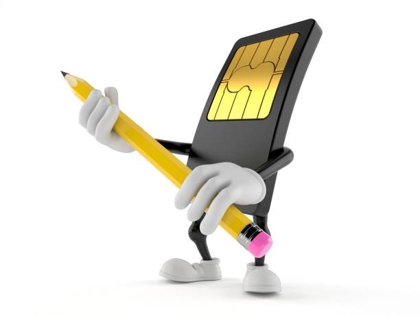 istock SIM card character holding pencil 984758910