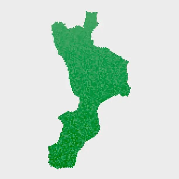 Vector illustration of Italy State Calabria Map Green Hexagon Pattern