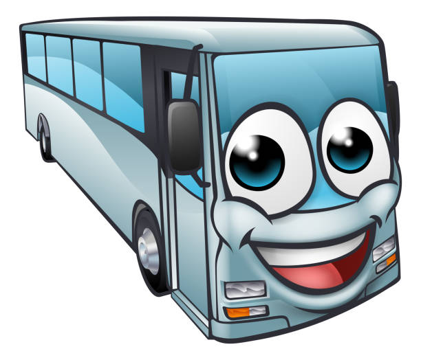 ilustrações, clipart, desenhos animados e ícones de ônibus ônibus cartoon personagem mascote - bus coach bus travel isolated