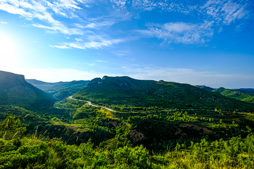 Landscape in the natural park of Garraf in the province of Barcelona in Catalonia in Spain