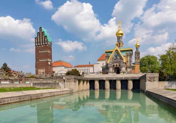istock Mathildenhoehe with russian chapel and wedding tower in Darmstadt 984780532