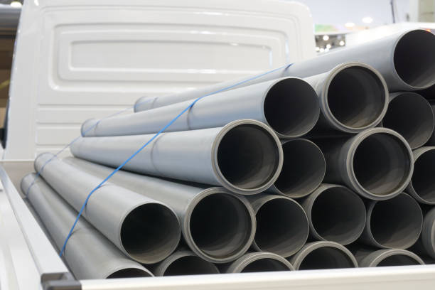Plastic sewer pipes - fotografia de stock
