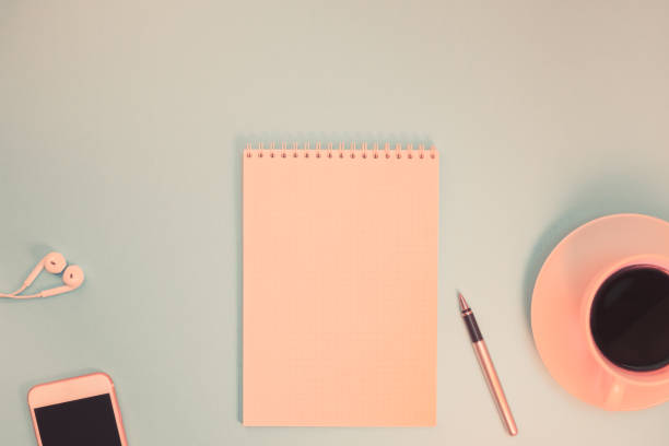 istock Creative flat lay photo of workspace desk 984791344
