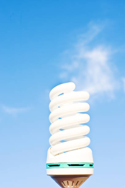 White Spiral Electric Lamp Bulb White Spiral Electric Lamp Bulb photodiode stock pictures, royalty-free photos & images