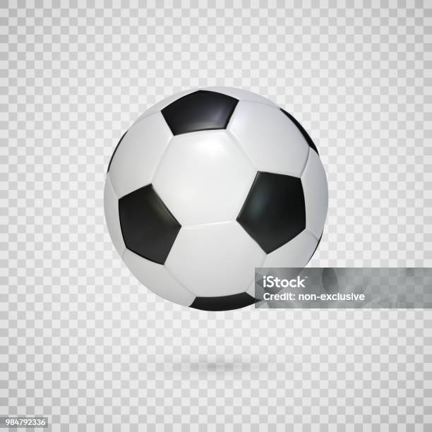 Fotboll Isolerad På Transparent Bakgrund Svart Och Vitt Klassiska Läder Fotboll Boll Vektorillustration-vektorgrafik och fler bilder på Fotboll - Boll