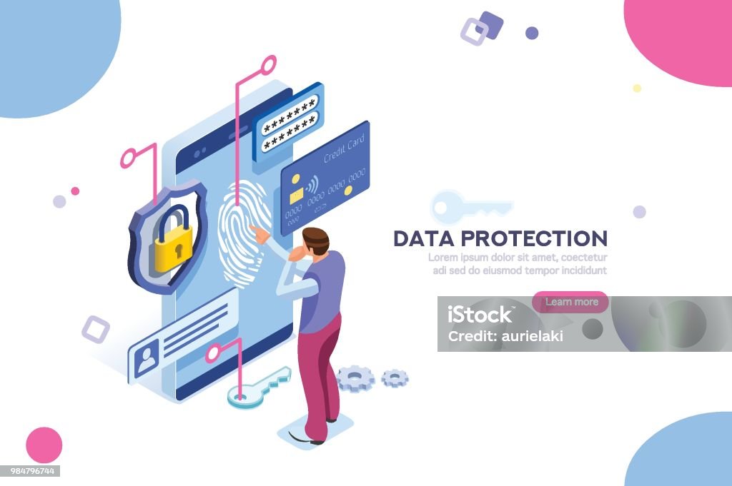 Concetto di protezione dei dati riservati - arte vettoriale royalty-free di Misure di sicurezza